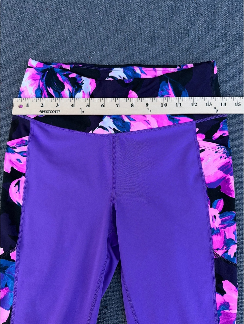 LuLaRoe RISE Collection Women's Purple Floral Activewear Leggings Yoga Pants - Picture 3 of 6